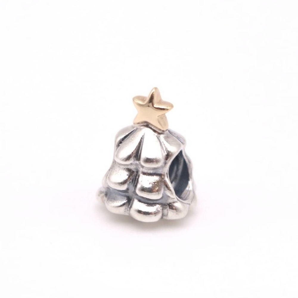 Authentic Retired PANDORA Two Tone Sterling Silver and 14K Gold Christmas Tree